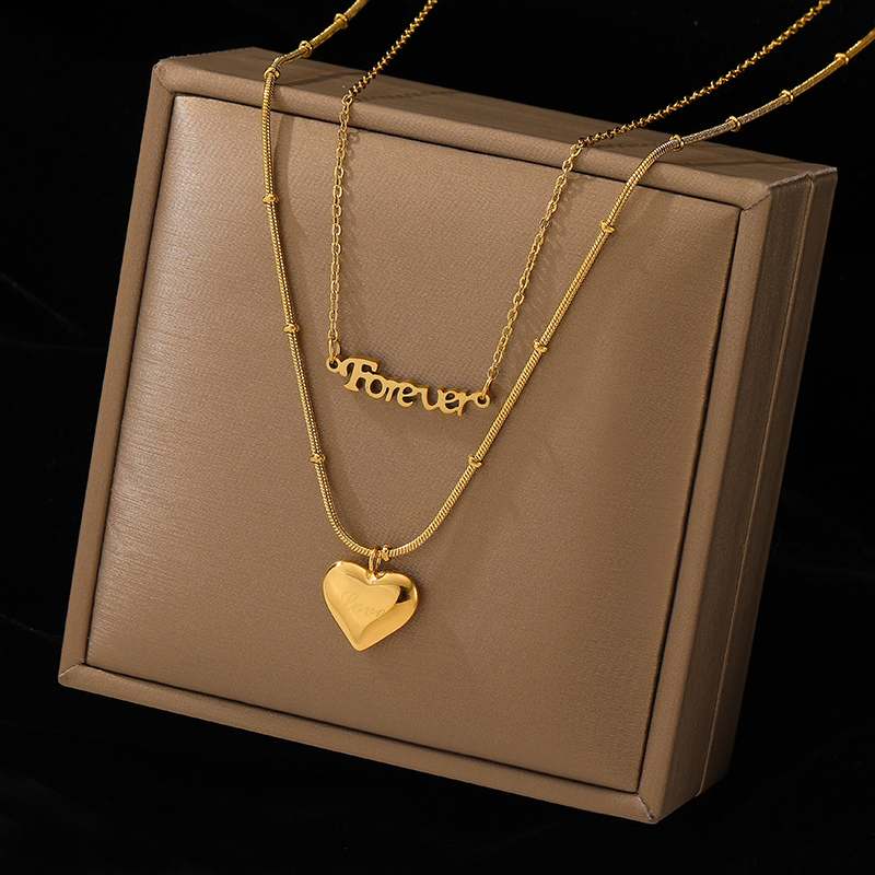 Forever Love Double Layer Gold Necklace, Yiwu Cujia Trade Co., Ltd