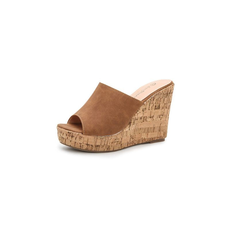 A.A.Y - Platform High Heel Cork Mule Wedges
