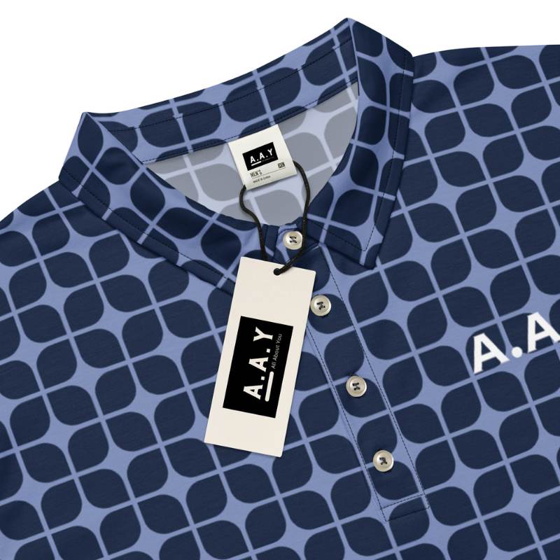 The A.A.Y Slim Fit Polo for Men Navy Print, Printful
