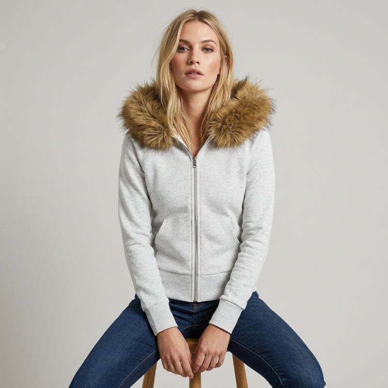 A.A.Y CORE Women’s Faux Fur Hooded Zip Jacket, PODpartner