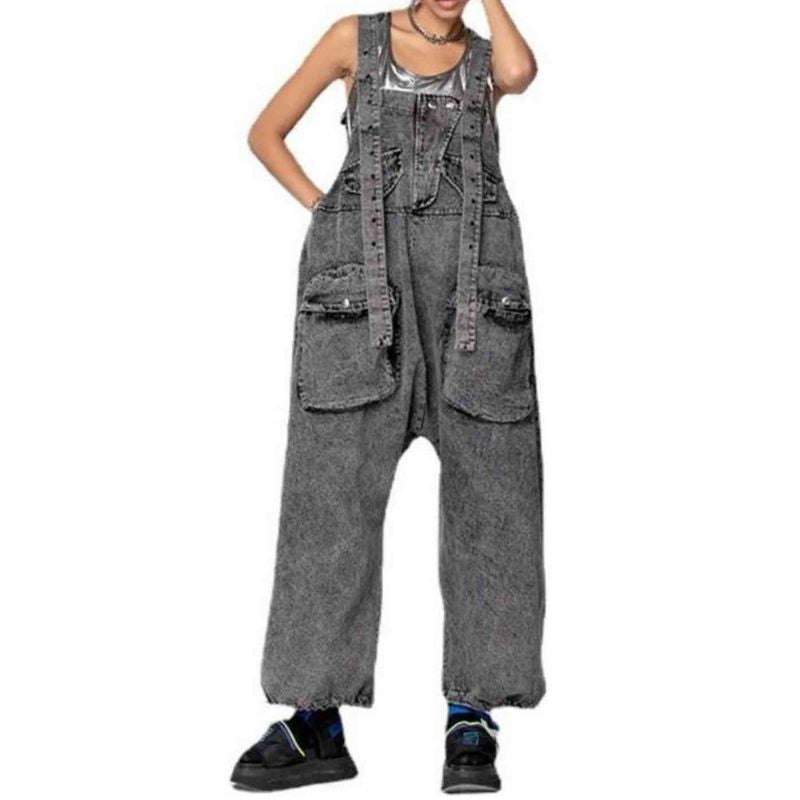 Black Denim Jumpsuit Loose Fit - A.A.Y FASHION