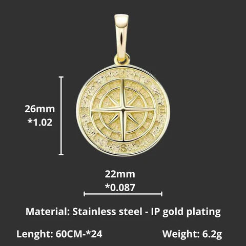 Compass Pendant Gold Necklace Men's Jewelry - A.A.Y FASHION