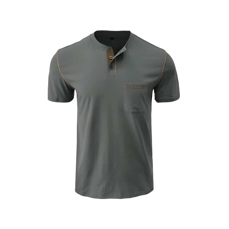 Henley Cotton Polo Shirt Solid Colors Heyang Industrial Co., Ltd