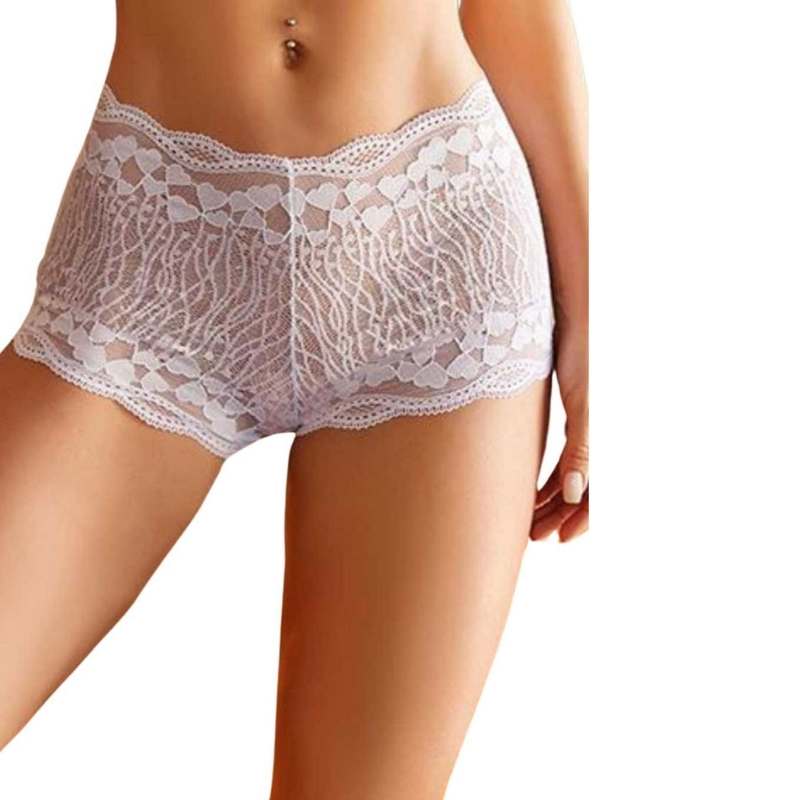 High-Rise Solid Color Lace Briefs Lace Boyshort Panties, Yiwu Cujia Trade Co., Ltd
