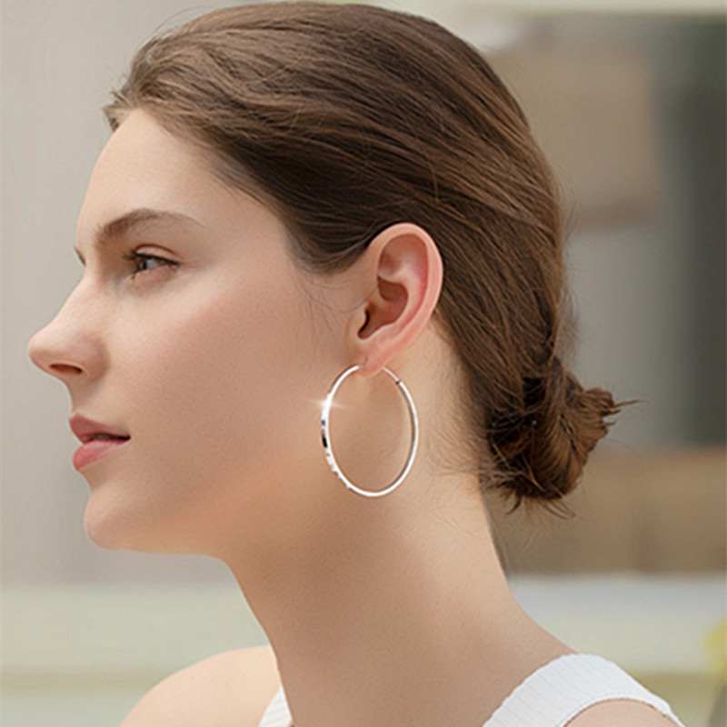 Large Silver Hoop Earrings Yiwu Cujia Trade Co., Ltd