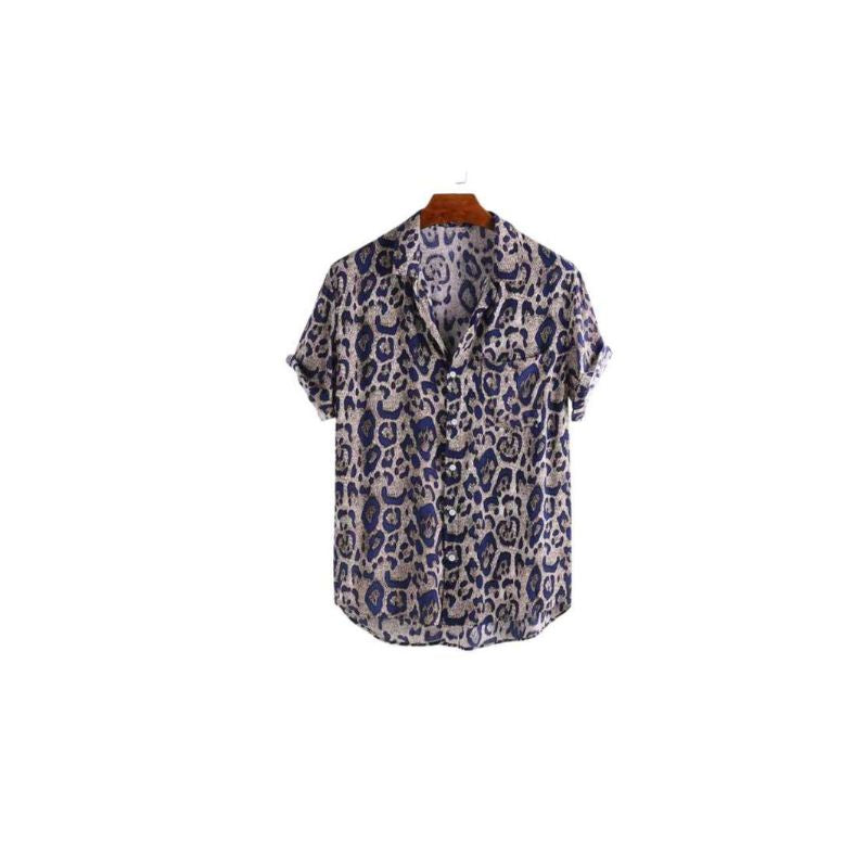Leopard Print Short-Sleeved Shirt Men - A.A.Y FASHION