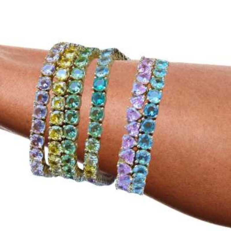 18K Gold Cubic Zirconia Tennis Bracelet Iced Out Chain Clear Crystal Bracelet - A.A.Y FASHION