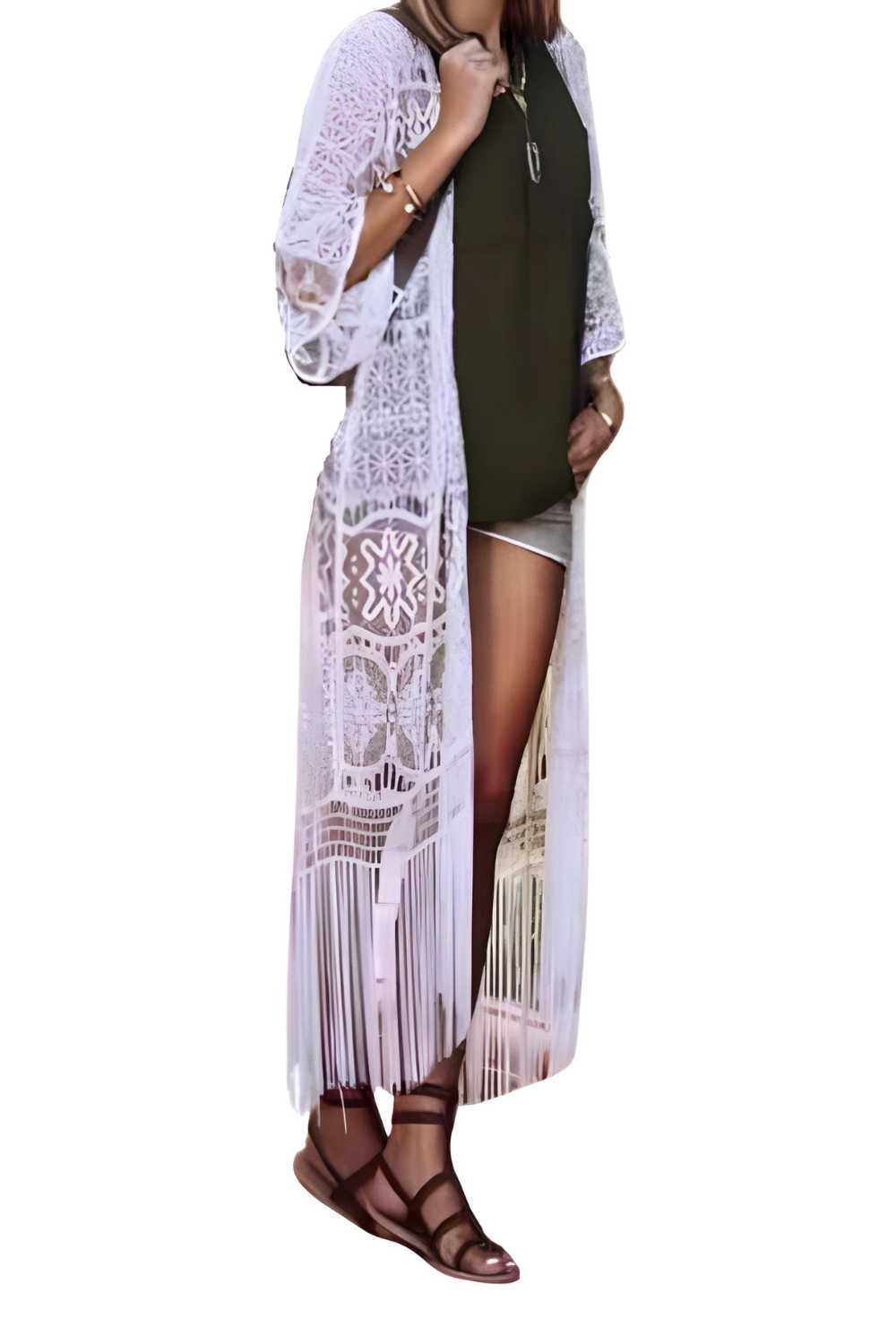 White Lace Beach Cover-Up Kimono, Yiwu Cujia Trade Co., LtdN