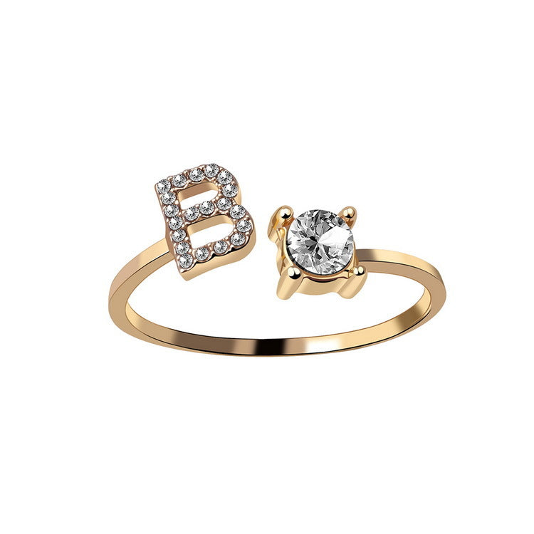 Women's Letter Ring 'Initial' with Zirconia - A.A.Y FASHION