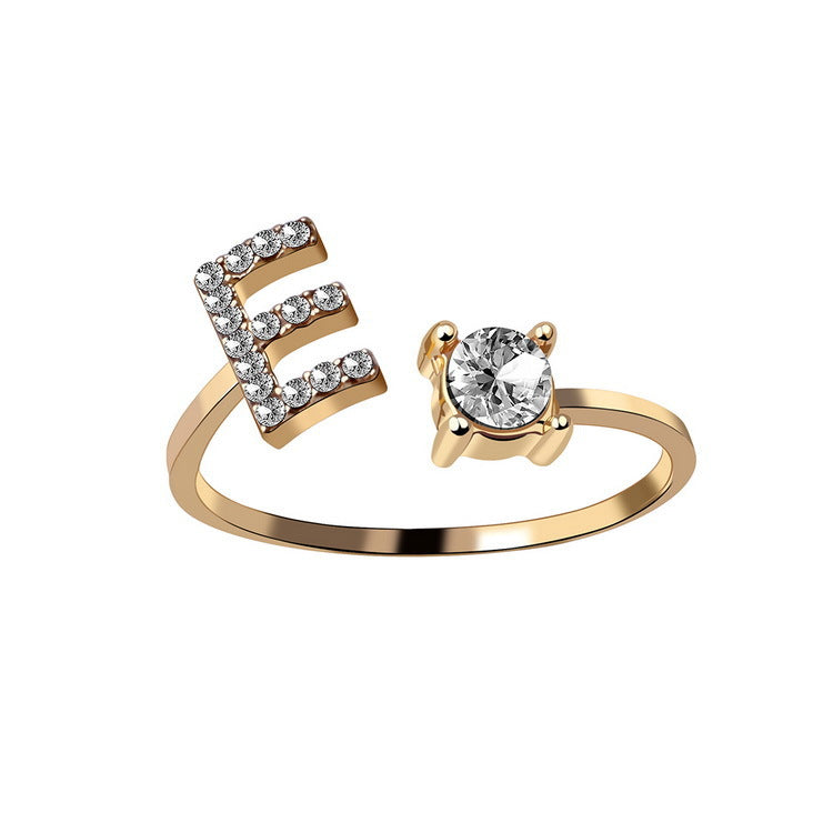 Women's Letter Ring 'Initial' with Zirconia - A.A.Y FASHION