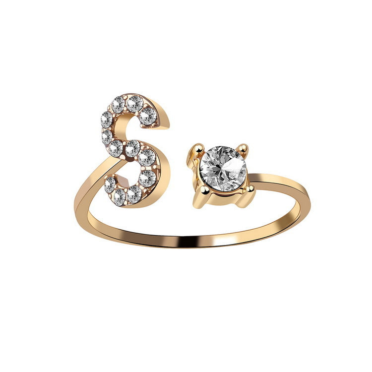 Women's Letter Ring 'Initial' with Zirconia - A.A.Y FASHION