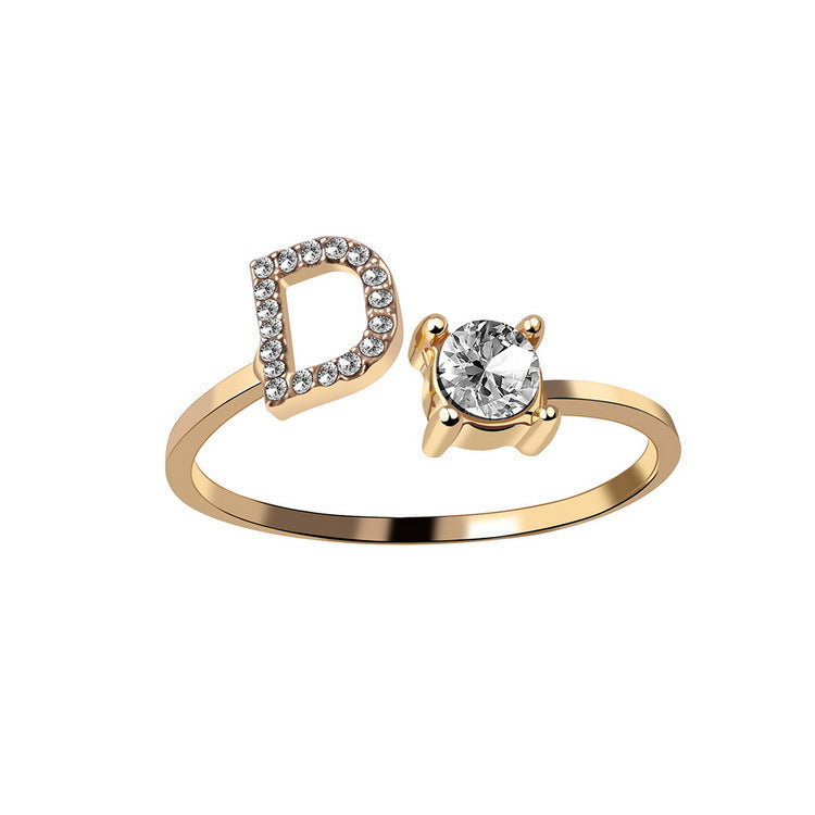 Women's Letter Ring 'Initial' with Zirconia - A.A.Y FASHION