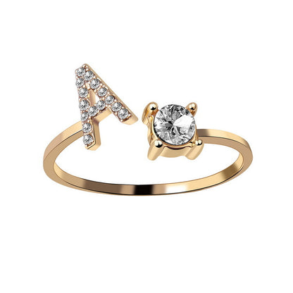 Women's Letter Ring 'Initial' with Zirconia - A.A.Y FASHION