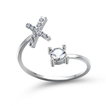 Women's Letter Ring 'Initial' with Zirconia - A.A.Y FASHION