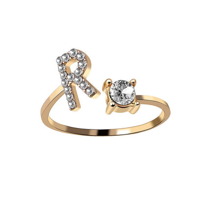 Women's Letter Ring 'Initial' with Zirconia - A.A.Y FASHION