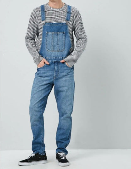 Men's Loose Straight Denim Overalls - A.A.Y FASHION