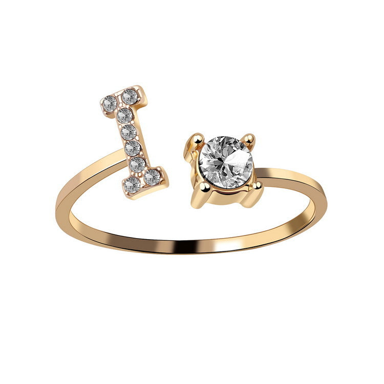 Women's Letter Ring 'Initial' with Zirconia - A.A.Y FASHION