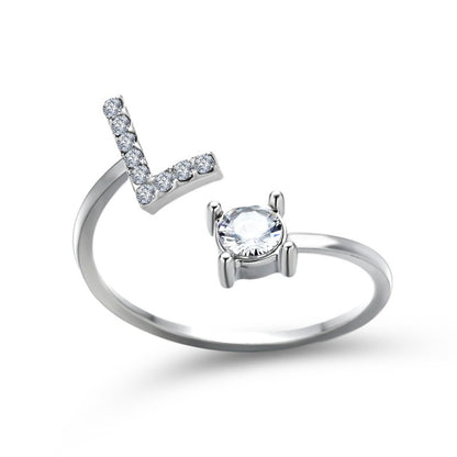 Women's Letter Ring 'Initial' with Zirconia - A.A.Y FASHION