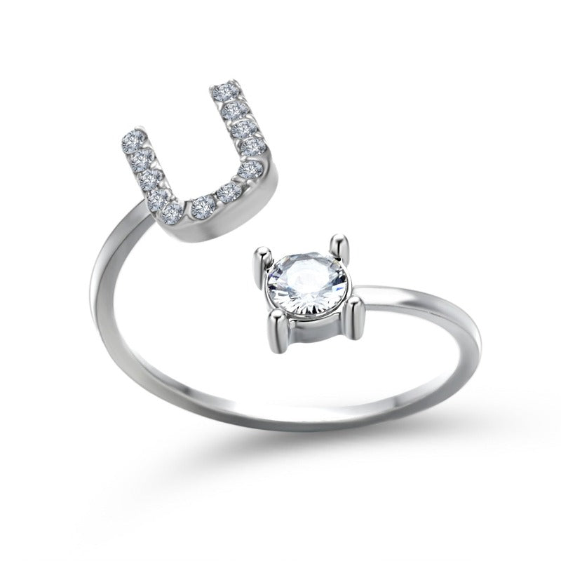 Women's Letter Ring 'Initial' with Zirconia - A.A.Y FASHION