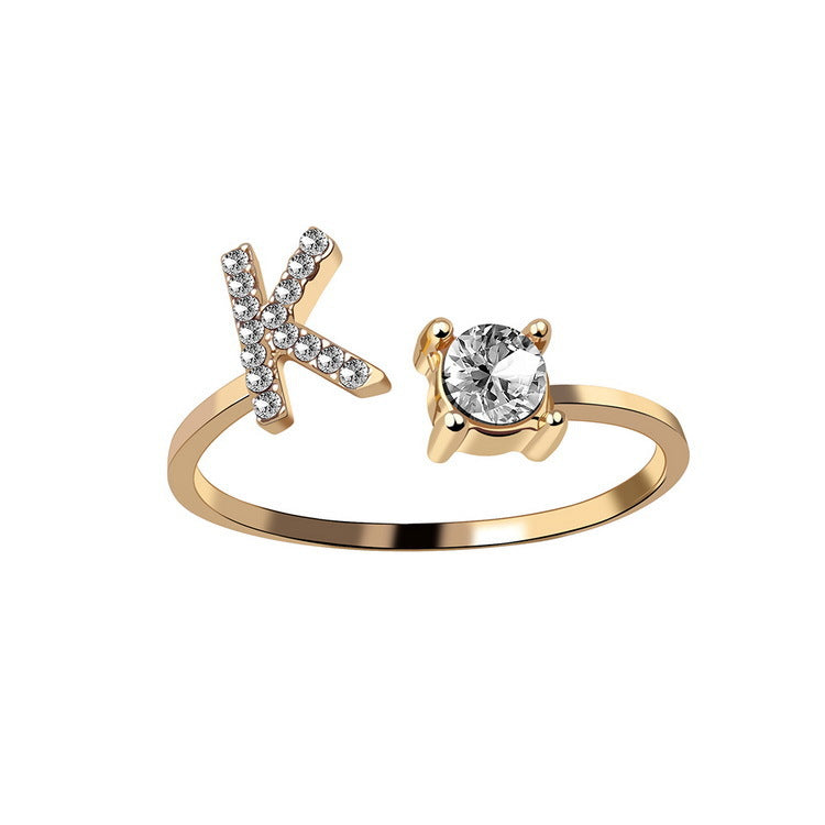 Women's Letter Ring 'Initial' with Zirconia - A.A.Y FASHION