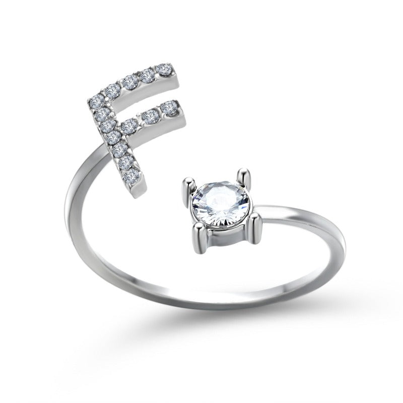 Women's Letter Ring 'Initial' with Zirconia - A.A.Y FASHION