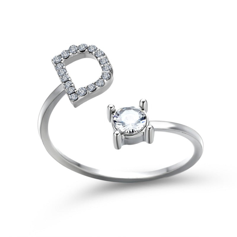 Women's Letter Ring 'Initial' with Zirconia - A.A.Y FASHION