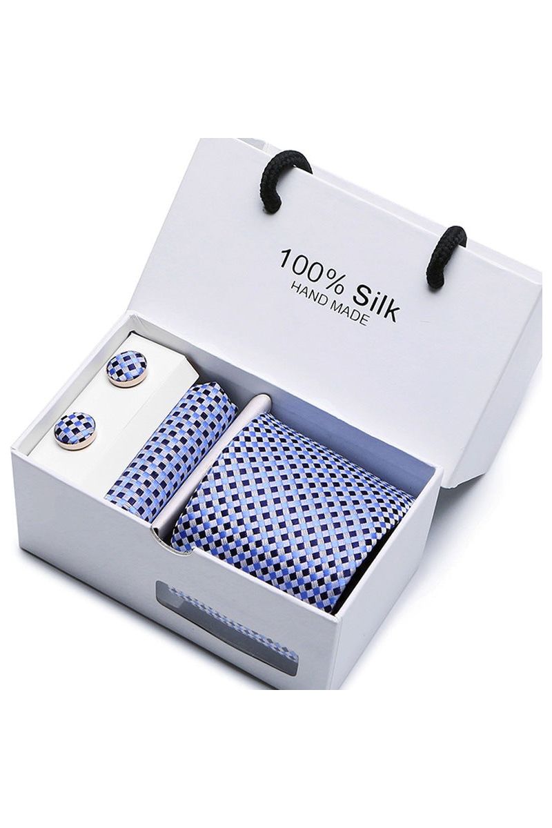 Silk Tie Gift Box Set 5 - Men - Fashion Business Formal Wear Ties - Square Scarf, Cufflinks - Giftbox - Fashion Accesories