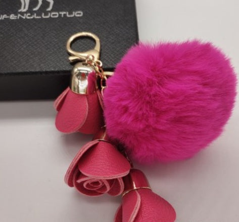 A.A.Y - Pink Pompom Rose Pendant Keychain