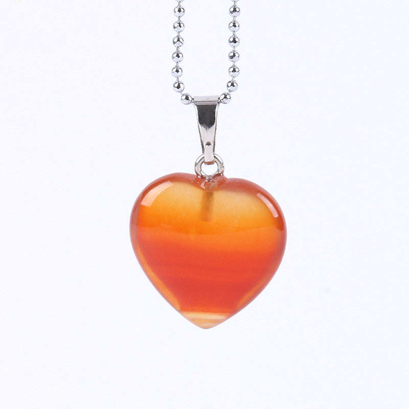 Natural Gemstone Heart Drop Pendant Necklace, Yiwu Cujia Trade Co., Ltd