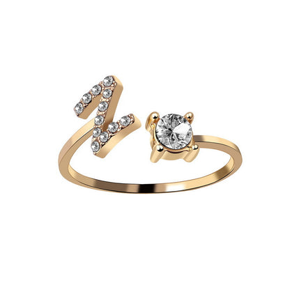 Women's Letter Ring 'Initial' with Zirconia - A.A.Y FASHION