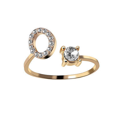 Women's Letter Ring 'Initial' with Zirconia - A.A.Y FASHION