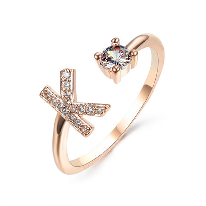 Women's Letter Ring 'Initial' with Zirconia - A.A.Y FASHION