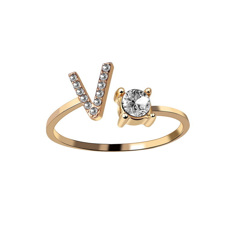 Women's Letter Ring 'Initial' with Zirconia - A.A.Y FASHION