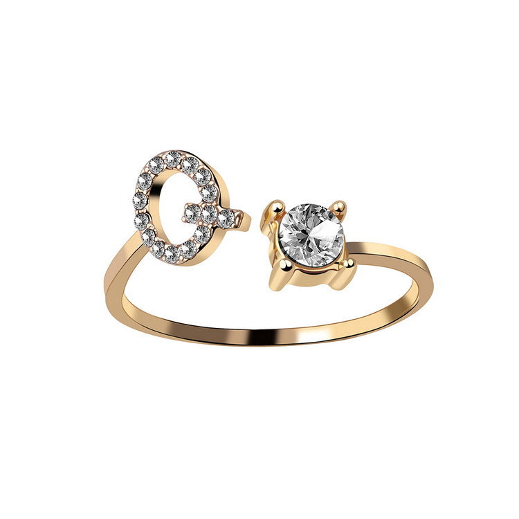 Women's Letter Ring 'Initial' with Zirconia - A.A.Y FASHION