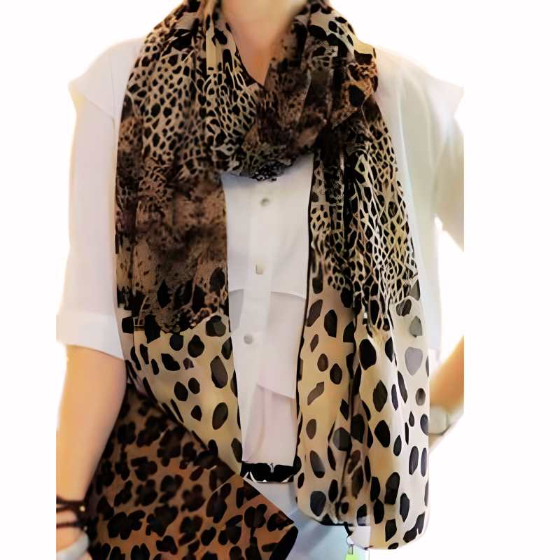 Velvet Chiffon Leopard Shawl Scarf Wrap - A.A.Y FASHION