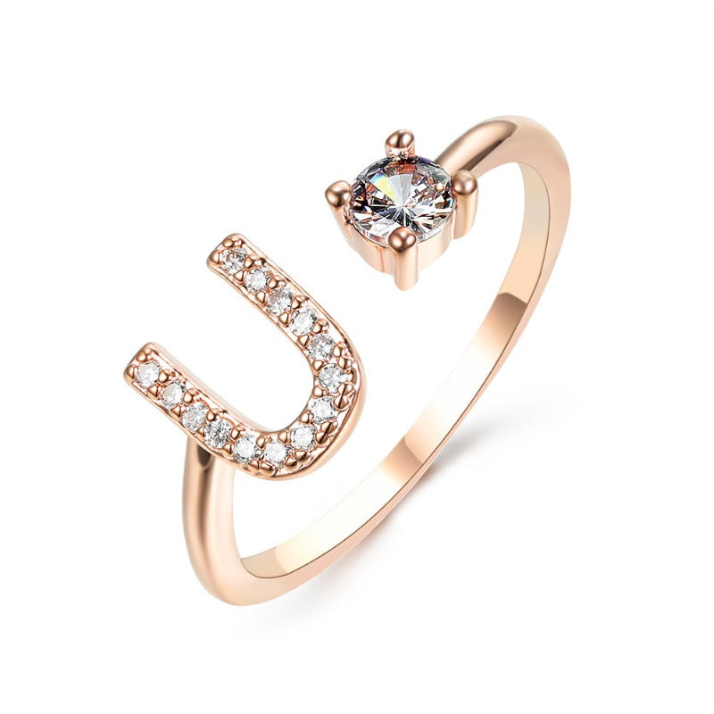 Women's Letter Ring 'Initial' with Zirconia - A.A.Y FASHION