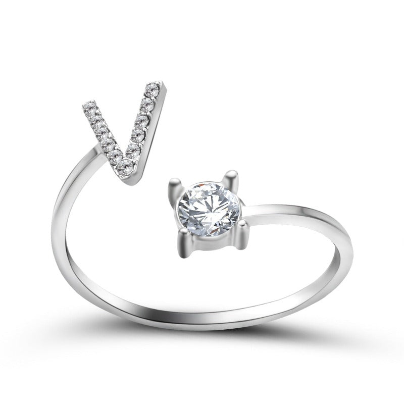 Women's Letter Ring 'Initial' with Zirconia - A.A.Y FASHION