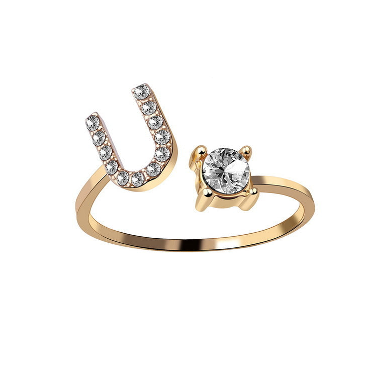 Women's Letter Ring 'Initial' with Zirconia - A.A.Y FASHION