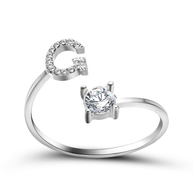 Women's Letter Ring 'Initial' with Zirconia - A.A.Y FASHION