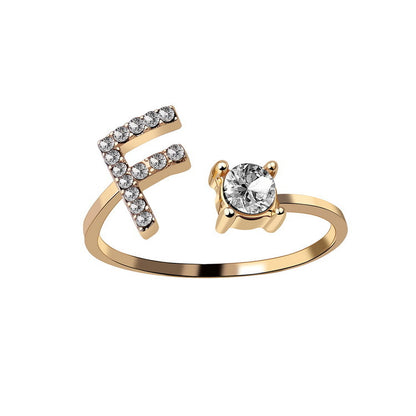 Women's Letter Ring 'Initial' with Zirconia - A.A.Y FASHION