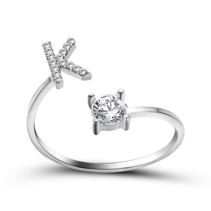 Women's Letter Ring 'Initial' with Zirconia - A.A.Y FASHION