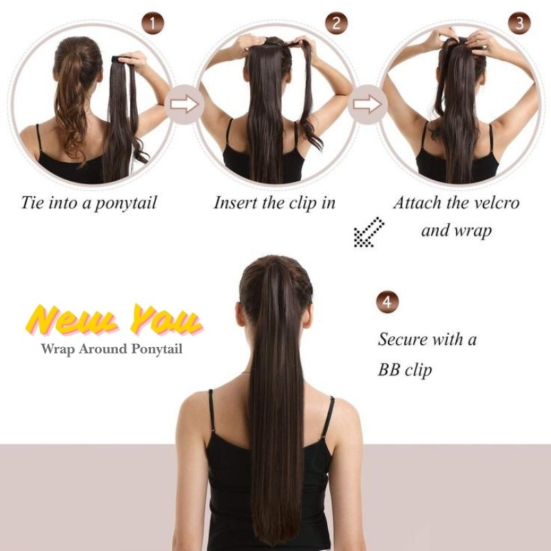 24 Inch Long Straight Wrap Around Ponytail Hairpieces, Heyang Industrial Co., Ltd