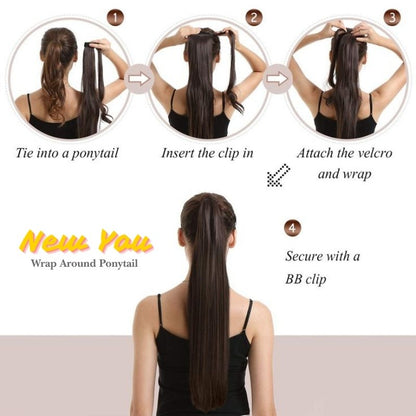 24 Inch Long Straight Wrap Around Ponytail Hairpieces, Heyang Industrial Co., Ltd