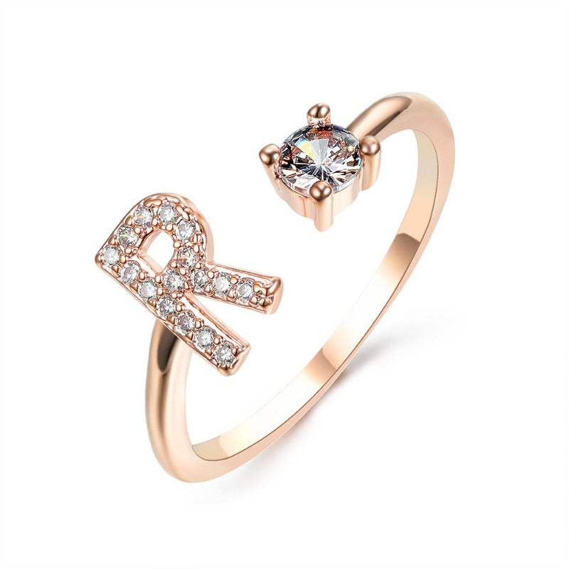 Women's Letter Ring 'Initial' with Zirconia - A.A.Y FASHION