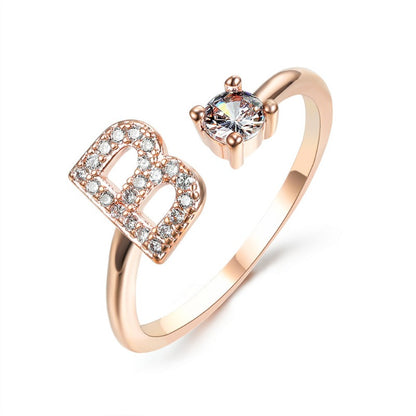 Women's Letter Ring 'Initial' with Zirconia - A.A.Y FASHION