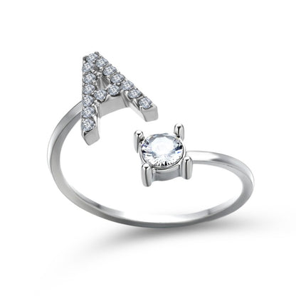 Women's Letter Ring 'Initial' with Zirconia - A.A.Y FASHION