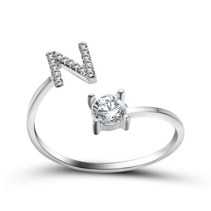 Women's Letter Ring 'Initial' with Zirconia - A.A.Y FASHION