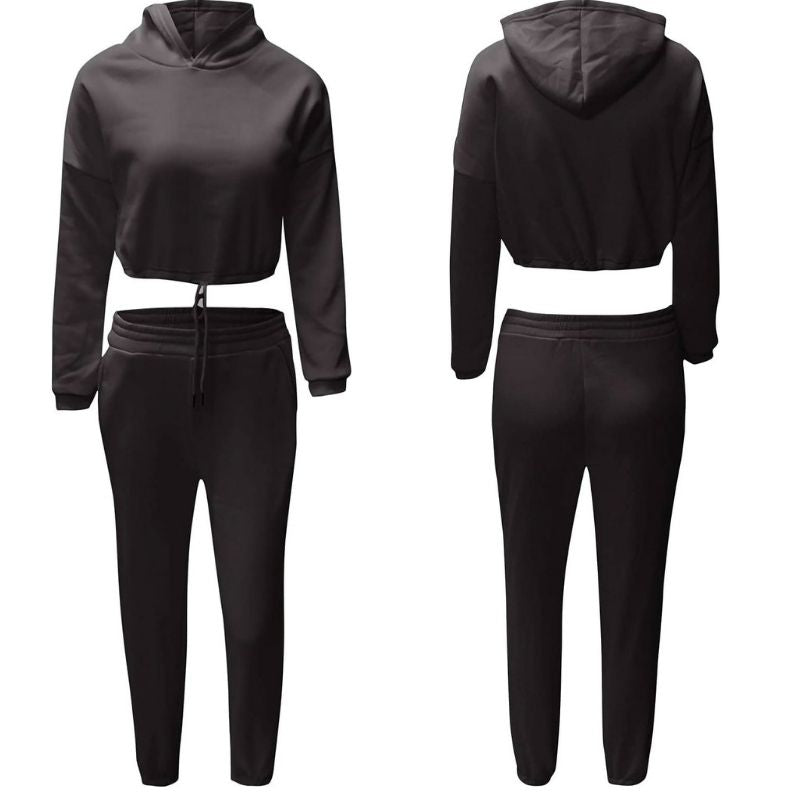 2 Piece Tracksuits Outfits Casual Long Sleeve Crop Hoodie Jogger Pants Sets, Yiwu Cujia Trade Co., Ltd