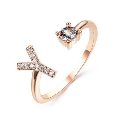 Women's Letter Ring 'Initial' with Zirconia - A.A.Y FASHION