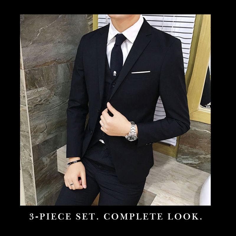 3-Piece Suit Jacket Trouser Vest Menswear, BuckyDrop